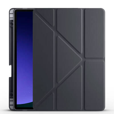 Galaxy Tab S9 FE Case Zore Tri Folding Stand Case with Pen Compartment - 1