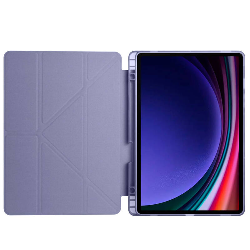 Galaxy Tab S9 FE Case Zore Tri Folding Stand Case with Pen Compartment - 29