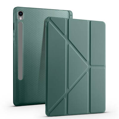 Galaxy Tab S9 FE Case Zore Tri Folding Stand Case with Pen Compartment - 21