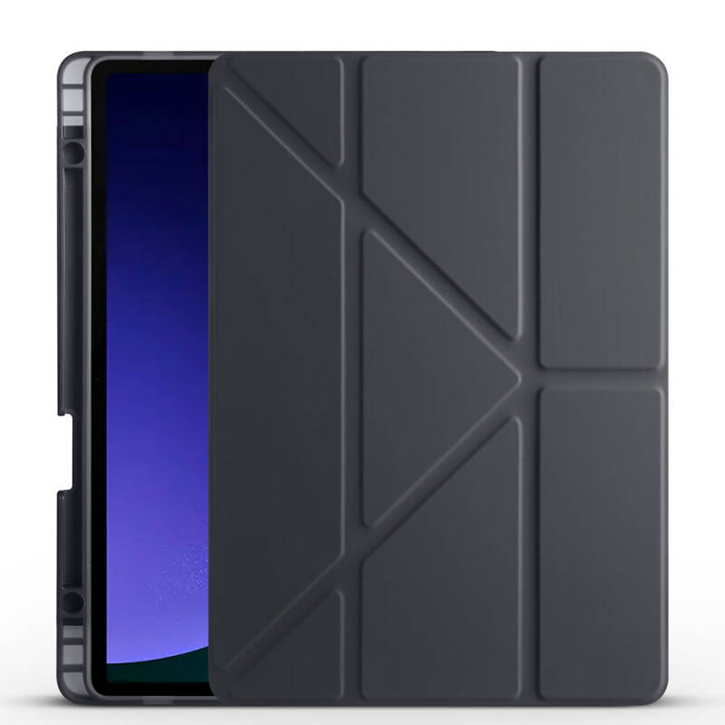 Galaxy Tab S9 FE Kılıf Zore Tri Folding Kalem Bölmeli Standlı Kılıf - 1