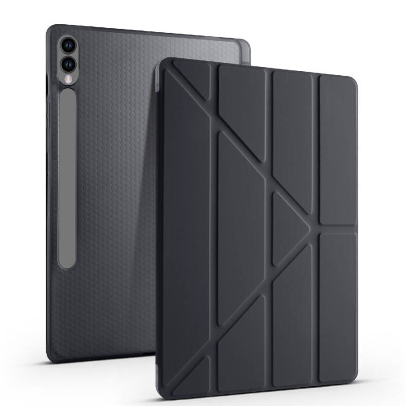 Galaxy Tab S9 FE Plus Case Zore Tri Folding Stand Case with Pen Compartment - 21