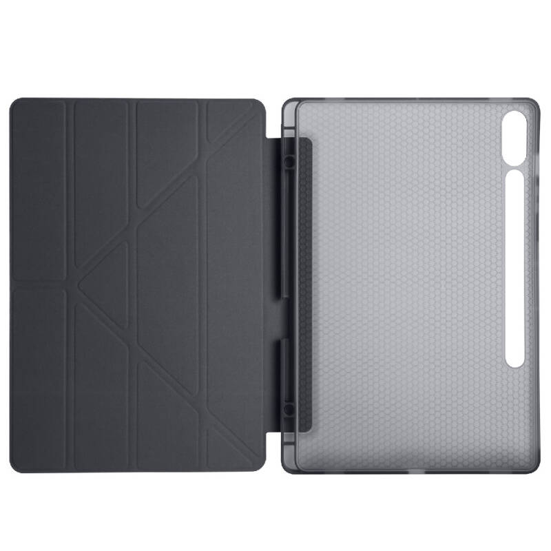 Galaxy Tab S9 FE Plus Case Zore Tri Folding Stand Case with Pen Compartment - 33