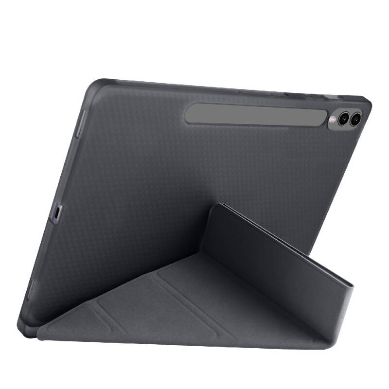 Galaxy Tab S9 FE Plus Case Zore Tri Folding Stand Case with Pen Compartment - 44
