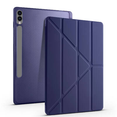 Galaxy Tab S9 FE Plus Case Zore Tri Folding Stand Case with Pen Compartment - 27