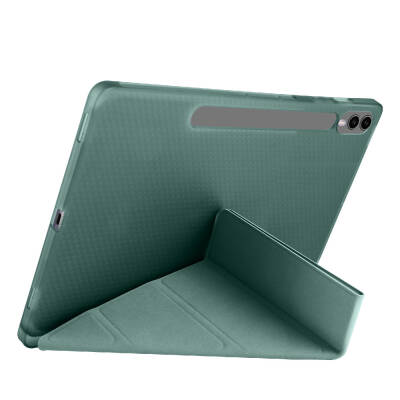 Galaxy Tab S9 FE Plus Case Zore Tri Folding Stand Case with Pen Compartment - 42