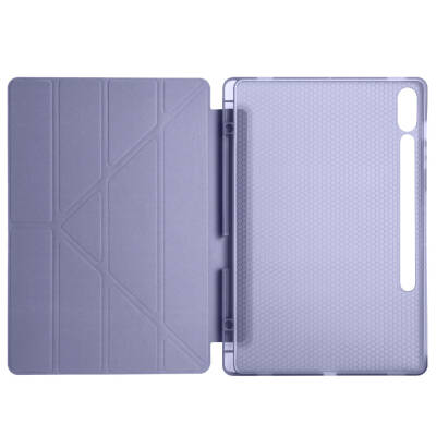 Galaxy Tab S9 FE Plus Case Zore Tri Folding Stand Case with Pen Compartment - 31
