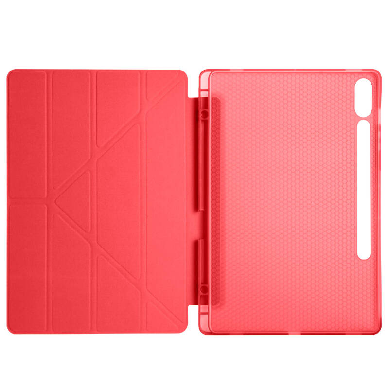 Galaxy Tab S9 FE Plus Case Zore Tri Folding Stand Case with Pen Compartment - 30