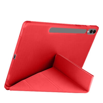 Galaxy Tab S9 FE Plus Case Zore Tri Folding Stand Case with Pen Compartment - 46