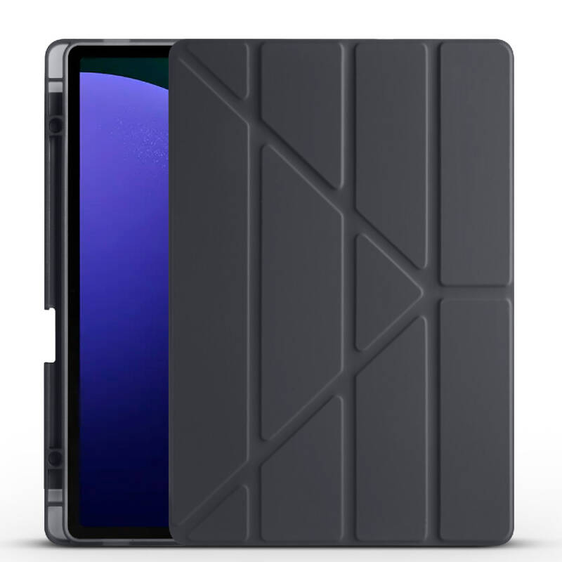 Galaxy Tab S9 FE Plus Case Zore Tri Folding Stand Case with Pen Compartment - 20