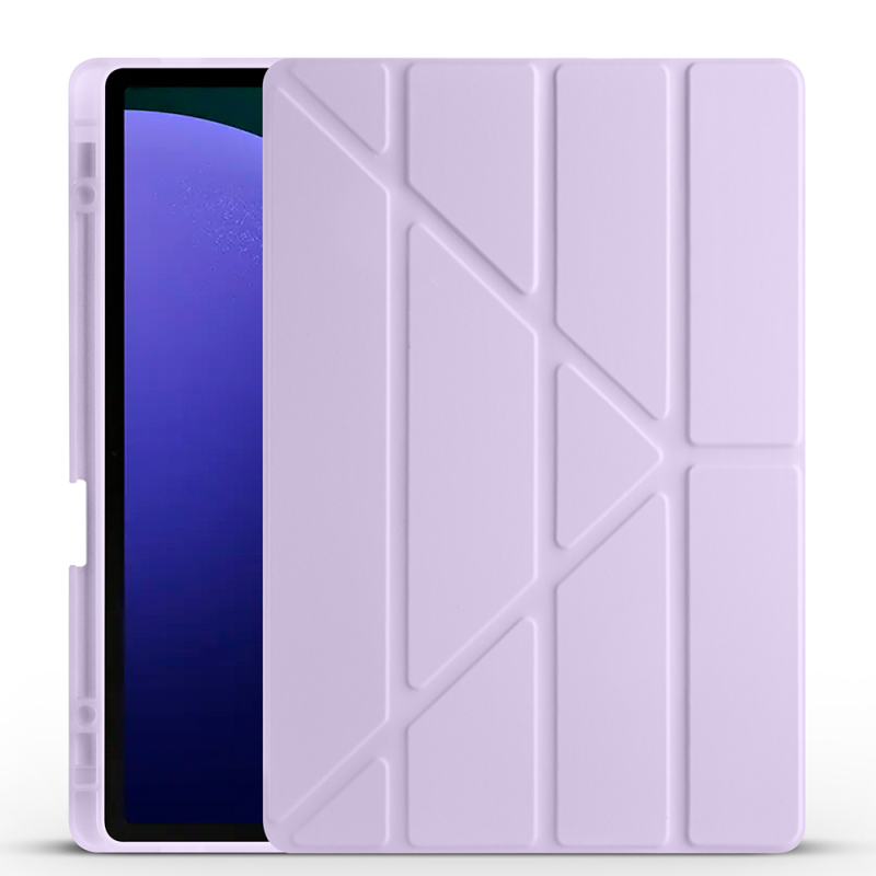 Galaxy Tab S9 FE Plus Case Zore Tri Folding Stand Case with Pen Compartment - 5