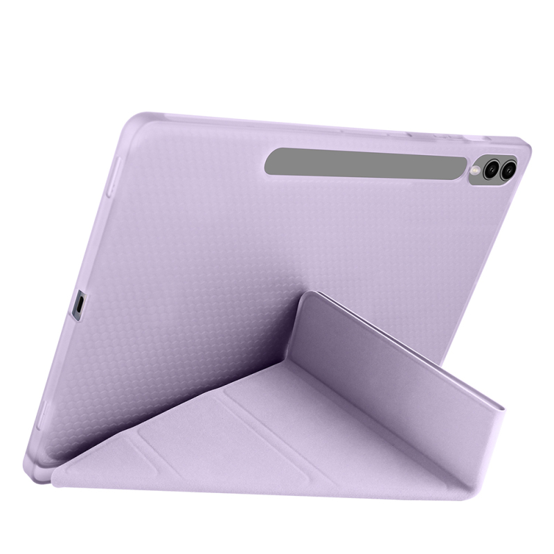 Galaxy Tab S9 FE Plus Case Zore Tri Folding Stand Case with Pen Compartment - 10