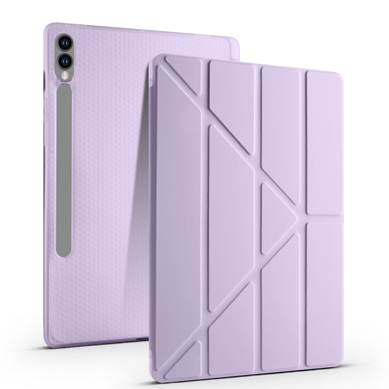 Galaxy Tab S9 FE Plus Case Zore Tri Folding Stand Case with Pen Compartment - 2