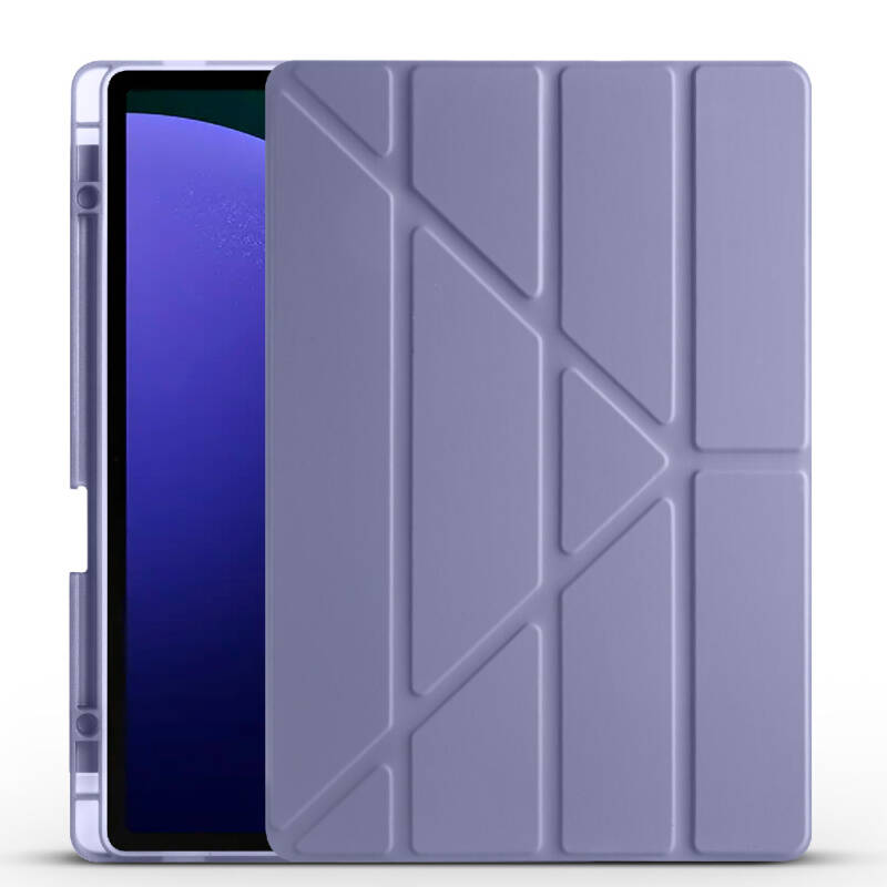 Galaxy Tab S9 FE Plus Kılıf Zore Tri Folding Kalem Bölmeli Standlı Kılıf - 9