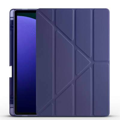 Galaxy Tab S9 Plus Case Zore Tri Folding Stand Case with Pen Compartment - 11