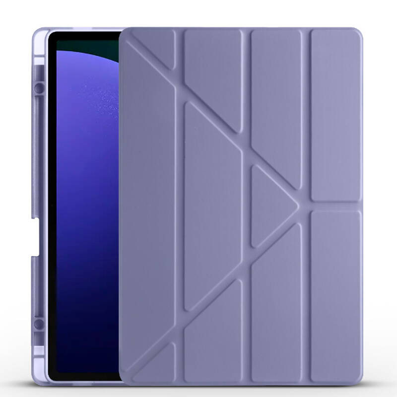 Galaxy Tab S9 Plus Case Zore Tri Folding Stand Case with Pen Compartment - 14