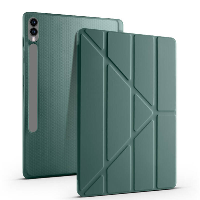 Galaxy Tab S9 Plus Case Zore Tri Folding Stand Case with Pen Compartment - 31