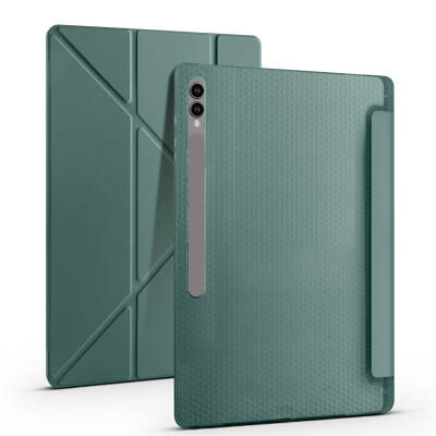 Galaxy Tab S9 Ultra Case Zore Tri Folding Stand Case with Pen Compartment - 7