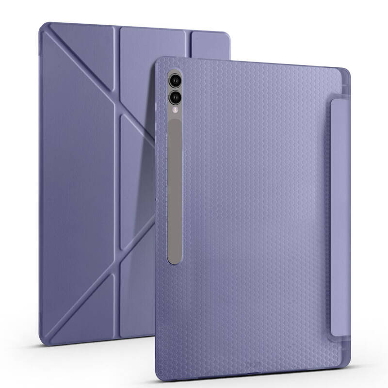 Galaxy Tab S9 Ultra Case Zore Tri Folding Stand Case with Pen Compartment - 6