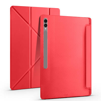 Galaxy Tab S9 Ultra Case Zore Tri Folding Stand Case with Pen Compartment - 5