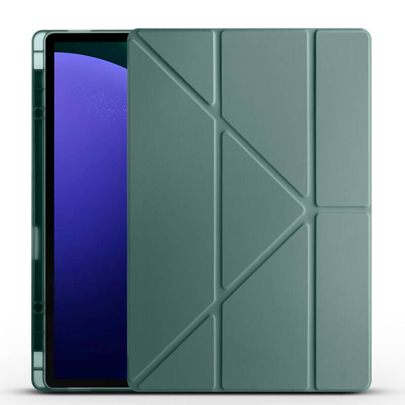 Galaxy Tab S9 Ultra Case Zore Tri Folding Stand Case with Pen Compartment - 9