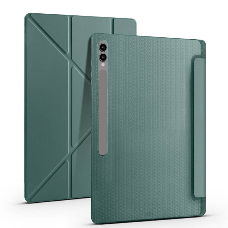 Galaxy Tab S9 Ultra Kılıf Zore Tri Folding Kalem Bölmeli Standlı Kılıf - 7