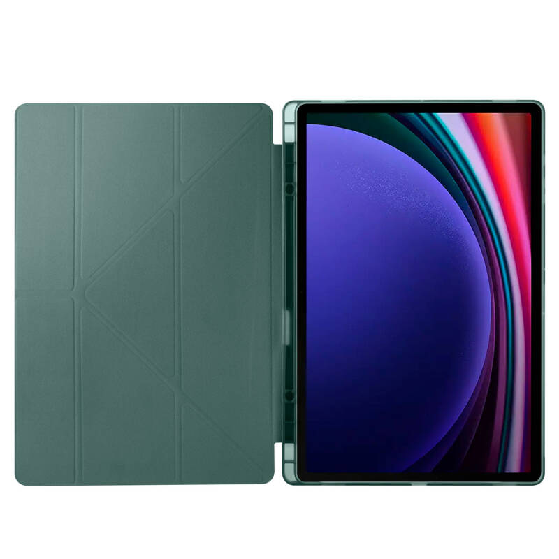 Galaxy Tab S9 Ultra Kılıf Zore Tri Folding Kalem Bölmeli Standlı Kılıf - 16