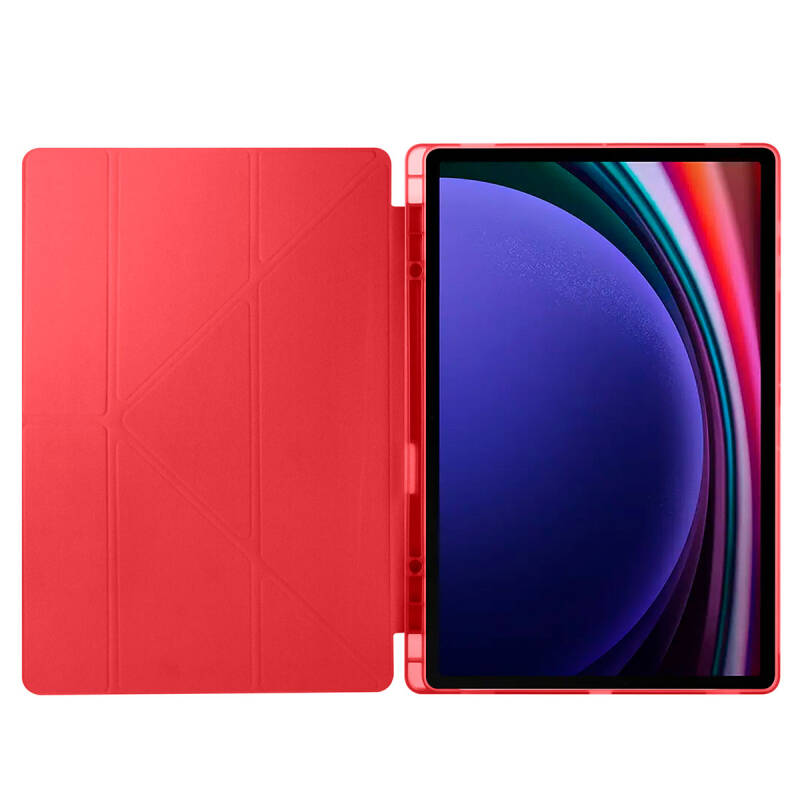 Galaxy Tab S9 Ultra Kılıf Zore Tri Folding Kalem Bölmeli Standlı Kılıf - 21