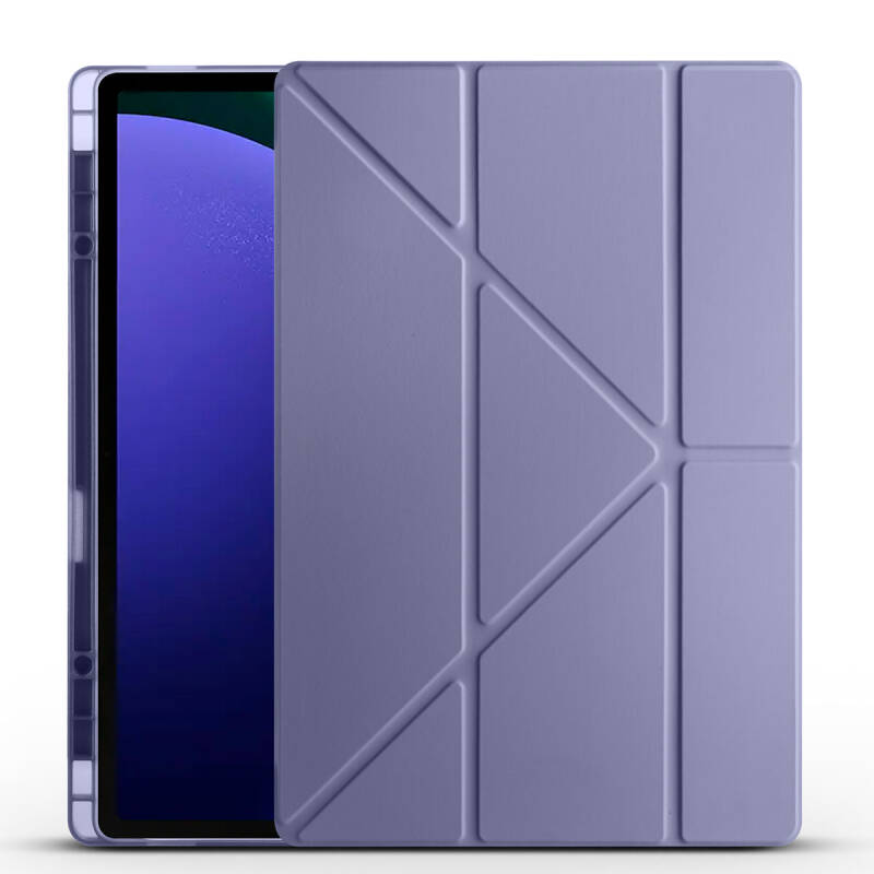 Galaxy Tab S9 Ultra Kılıf Zore Tri Folding Kalem Bölmeli Standlı Kılıf - 10