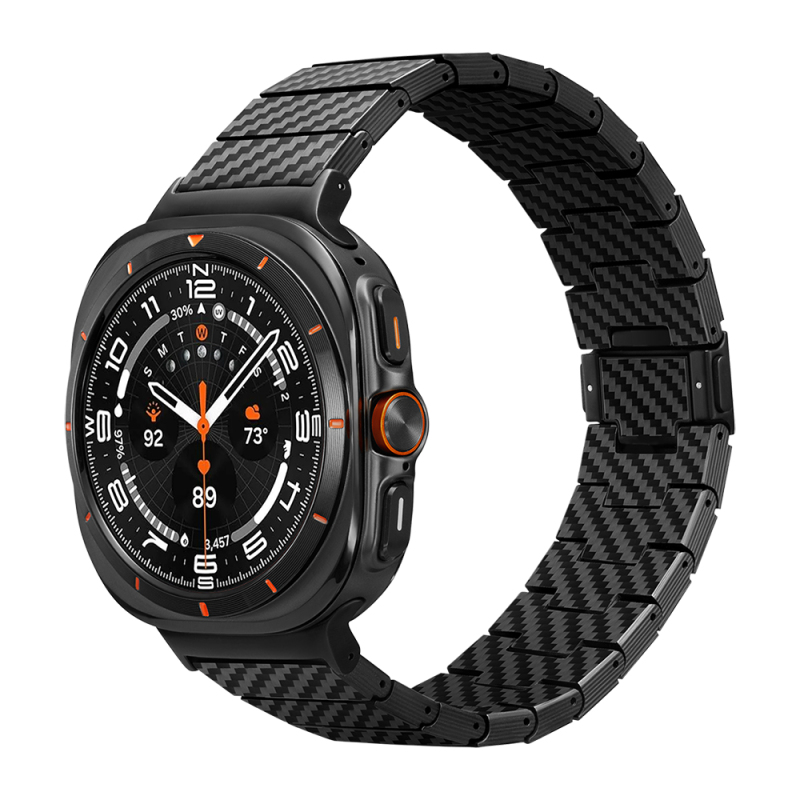 Galaxy Watch Ultra 47mm Carbon Fiber Pitaka Modern Series Black-Grey Twill Band - 1