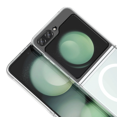 Galaxy Z Flip 5 Camera Protected, M-Safe Charging, Transparent Zore London Hard PC Case - 4