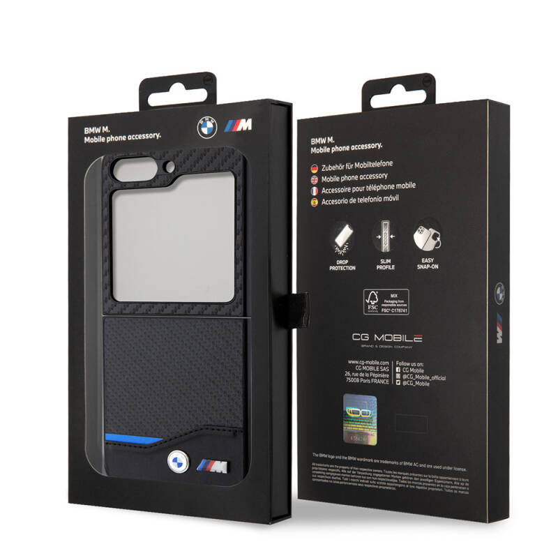 Galaxy Z Flip 5 Case BMW Original Licensed M Logo PU Carbon Cover - 8