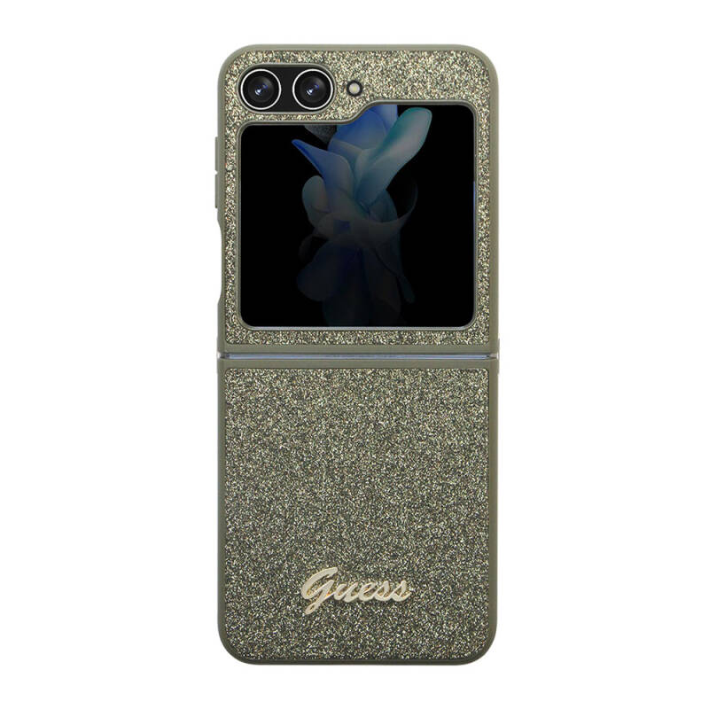 Galaxy Z Flip 5 Case Guess Original Licensed Text Logo Glitter Flakes Cover - 8