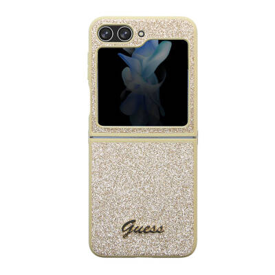 Galaxy Z Flip 5 Case Guess Original Licensed Text Logo Glitter Script Cover - 17