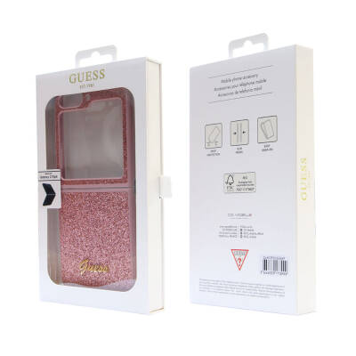 Galaxy Z Flip 5 Case Guess Original Licensed Text Logo Glitter Script Cover - 23