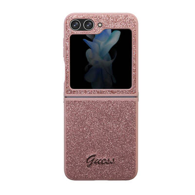 Galaxy Z Flip 5 Case Guess Original Licensed Text Logo Glitter Script Cover - 24