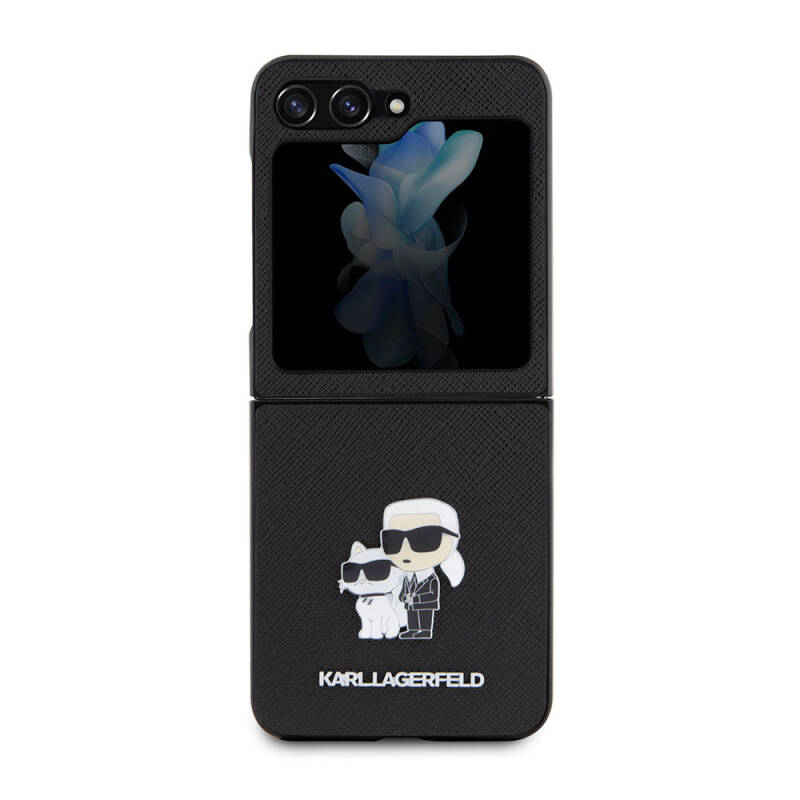 Galaxy Z Flip 5 Case Karl Lagerfeld Original Licensed K&C Metal Logo Saffiano Cover - 1