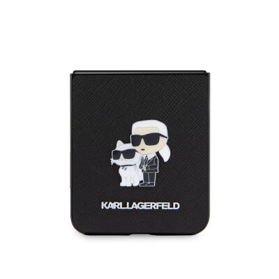 Galaxy Z Flip 5 Case Karl Lagerfeld Original Licensed K&C Metal Logo Saffiano Cover - 4