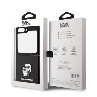 Galaxy Z Flip 5 Case Karl Lagerfeld Original Licensed K&C Metal Logo Saffiano Cover - 7