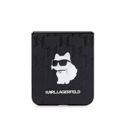 Galaxy Z Flip 5 Case Karl Lagerfeld Original Licensed KL Patterned Choupette Iconic Saffiano Cover - 4