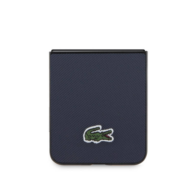 Galaxy Z Flip 5 Case Lacoste Original Licensed PU Pique Pattern Back Surface Iconic Crocodile Woven Logo Cover - 14