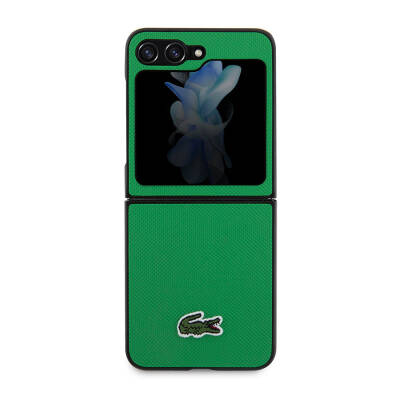 Galaxy Z Flip 5 Case Lacoste Original Licensed PU Pique Pattern Back Surface Iconic Crocodile Woven Logo Cover - 18
