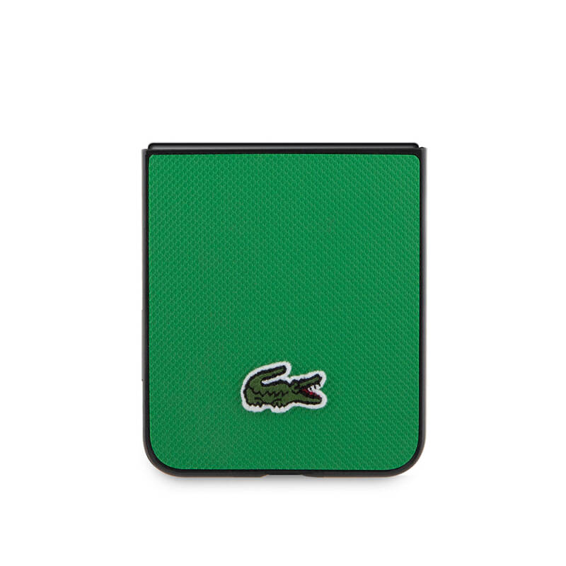 Galaxy Z Flip 5 Case Lacoste Original Licensed PU Pique Pattern Back Surface Iconic Crocodile Woven Logo Cover - 21