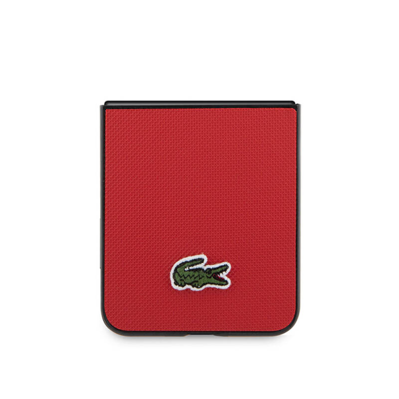 Galaxy Z Flip 5 Case Lacoste Original Licensed PU Pique Pattern Back Surface Iconic Crocodile Woven Logo Cover - 29