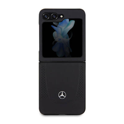 Galaxy Z Flip 5 Case Mercedes Benz Original Licensed Metal Star Logo Urban Leather Cover - 2