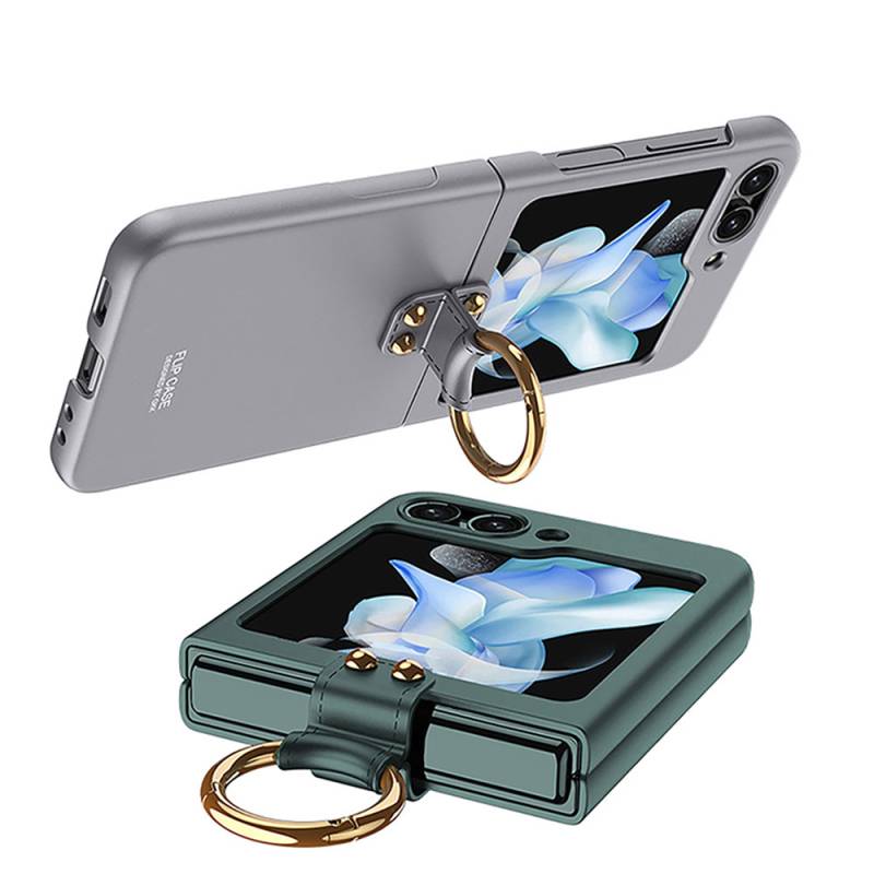 Galaxy Z Flip 5 Case Zore Kıpta Flip Hard Cover with Ring - 5