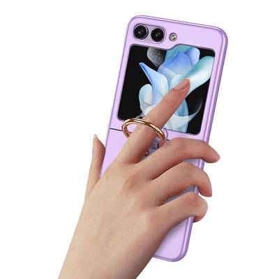 Galaxy Z Flip 5 Case Zore Kıpta Flip Hard Cover with Ring - 13