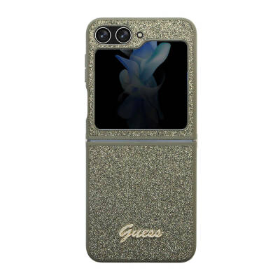 Galaxy Z Flip 5 Kılıf Guess Orjinal Lisanslı Yazı Logolu Glitter Flakes Kapak - 8