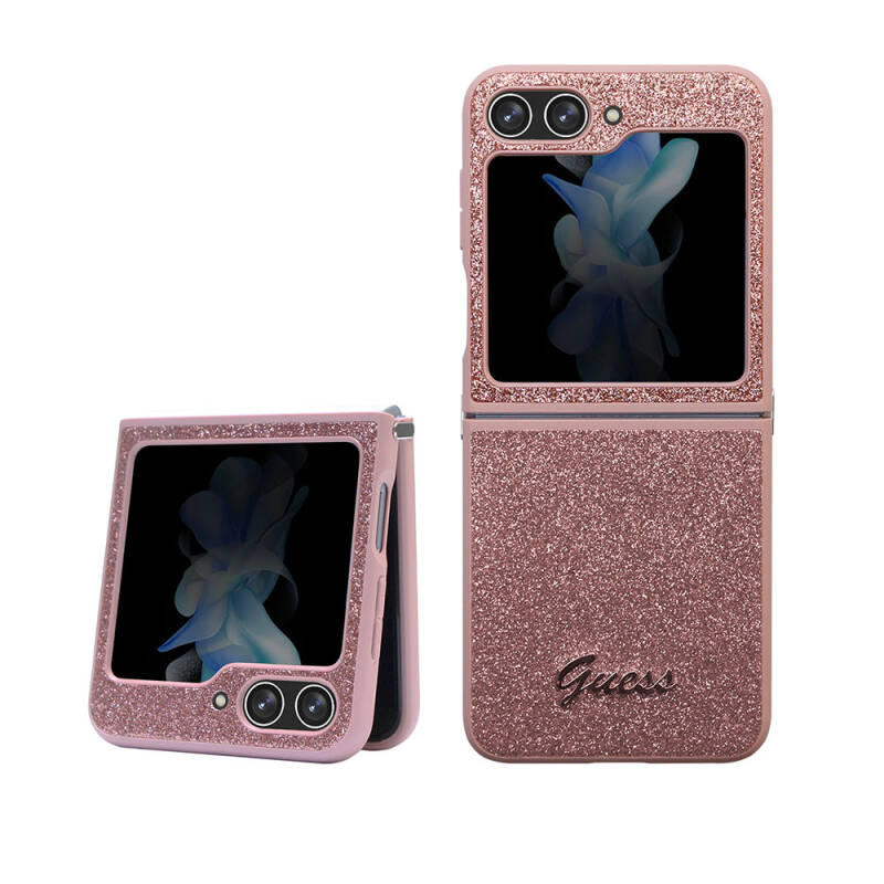 Galaxy Z Flip 5 Kılıf Guess Orjinal Lisanslı Yazı Logolu Glitter Script Kapak - 1