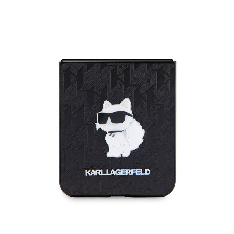 Galaxy Z Flip 5 Kılıf Karl Lagerfeld Orjinal Lisanslı KL Desenli Choupette İkonik Saffiano Kapak - 4