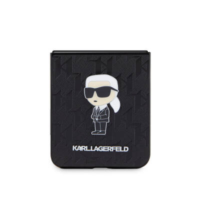 Galaxy Z Flip 5 Kılıf Karl Lagerfeld Orjinal Lisanslı KL Desenli Karl İkonik Saffiano Kapak - 4